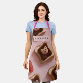 Personalized Cute Bear Toast Pattern Apron Schort (Gedragen)