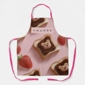 Personalized Cute Bear Toast Pattern Apron Schort (Voorkant)