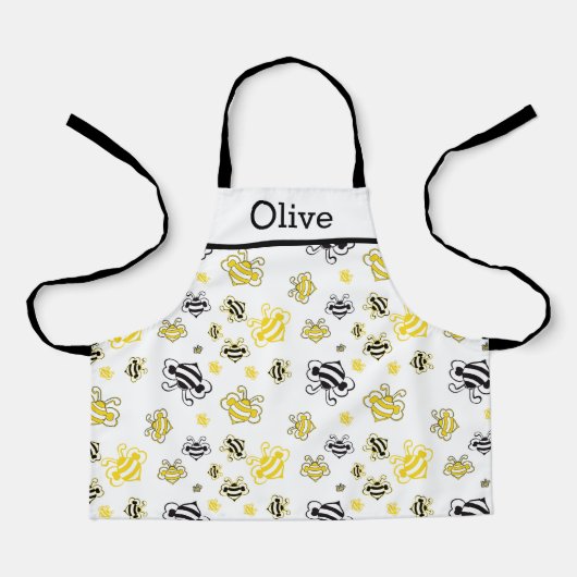 Personalized Cute Bees Pattern Apron – Honey Bee Schort (Voorkant)