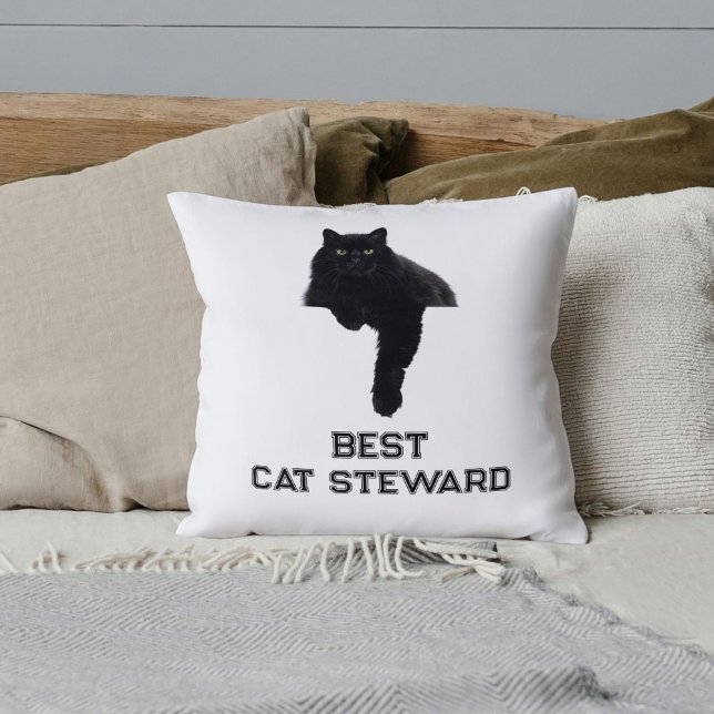Personalized Cute Black Cat Photo Funny Quote Pet Kussen (Creator heeft geüpload)