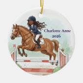Personalized Cute Black Girl Horse Show Jumping Keramisch Ornament (Voorkant)