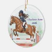 Personalized Cute Black Girl Horse Show Jumping Keramisch Ornament (Links)