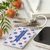 Personalized Cute Blueberry Watercolor Gift Name Sleutelhanger (Voorkant Rechts)