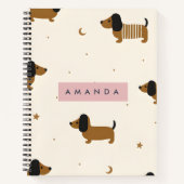 Personalized Cute Brown Dachshund Puppy Notitieboek (Voorkant)