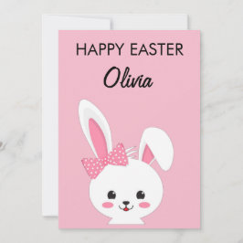 Personalized Cute Bunny Easter Kids Custom Name Feestdagenkaart