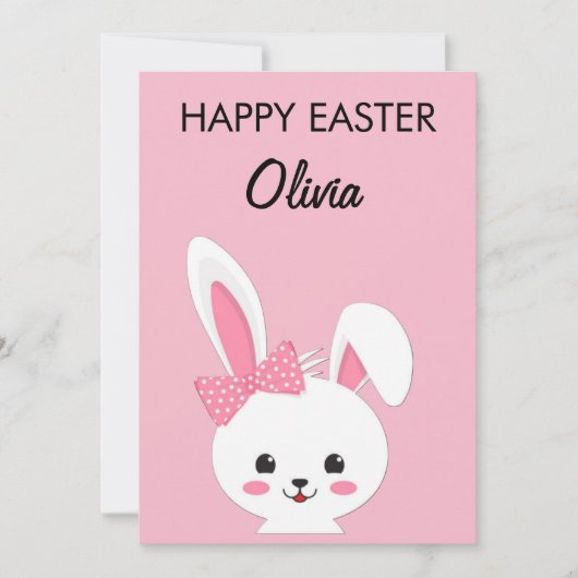 Personalized Cute Bunny Easter Kids Custom Name Feestdagenkaart (Voorkant)