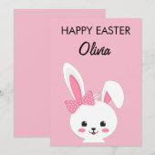 Personalized Cute Bunny Easter Kids Custom Name Feestdagenkaart (Voorkant / Achterkant)