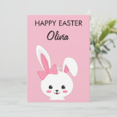 Personalized Cute Bunny Easter Kids Custom Name Feestdagenkaart (Staand voorkant)