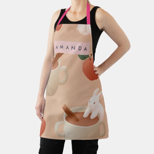 Personalized Cute Bunny with Apple Cider Pattern Schort (Insitu)