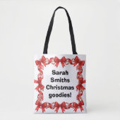 Personalized Cute Candy Canes & Ribbons - Tote Bag (Voorkant)
