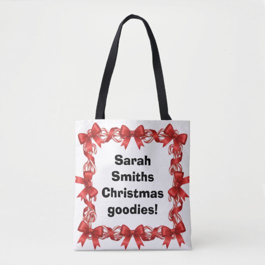 Personalized Cute Candy Canes & Ribbons -  Tote Bag (Voorkant)