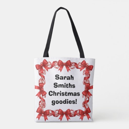Personalized Cute Candy Canes & Ribbons - Tote Bag (Achterkant)