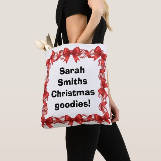Personalized Cute Candy Canes & Ribbons -  Tote Bag (Dichtbij)