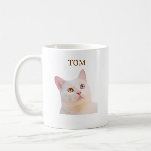 Personalized Cute Cat Face Photo Coffee Mug Koffiemok (Links)