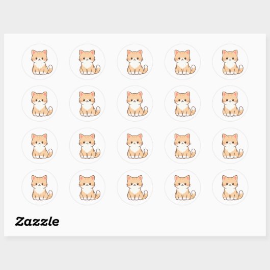 Personalized Cute Cat Gift – Custom Pet Name Minim Ronde Sticker (Vel)