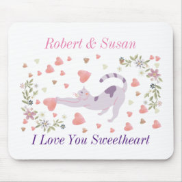 Personalized Cute Cat Valentine Gift for Couples Muismat
