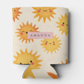 Personalized Cute Cheerful Smiling Sun  Blikjeskoeler (Achterkant)
