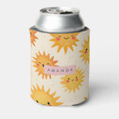 Personalized Cute Cheerful Smiling Sun  Blikjeskoeler (Blikje Achterkant)