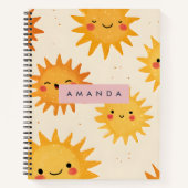 Personalized Cute Cheerful Smiling Sun Notitieboek (Voorkant)