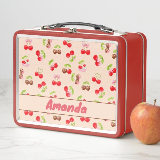 Personalized Cute Cherry Dessert Pattern Name  (In situ)