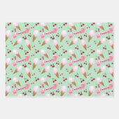 Personalized Cute Cherry Ice Cream Cool Mint Green Inpakpapier Vel (Voorkant 3)