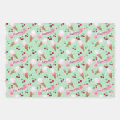 Personalized Cute Cherry Ice Cream Cool Mint Green Inpakpapier Vel (Voorkant 2)