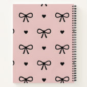 Personalized Cute Chic Pink Bow & Heart Pattern Notitieboek (Achterkant)