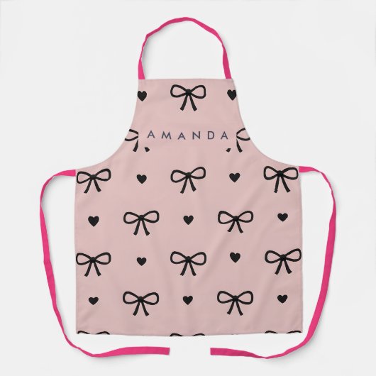 Personalized Cute Chic Pink Bow & Heart Pattern Schort (Voorkant)
