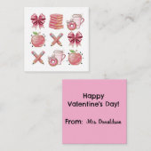 Personalized Cute Chic Pink Teacher School Notitiekaartje (Voorkant / Achterkant)