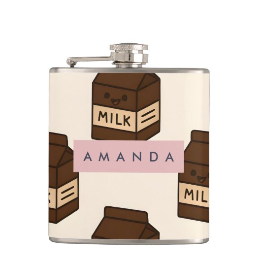 Personalized Cute Chocolate Milk Carton  Heupfles (Voorkant)