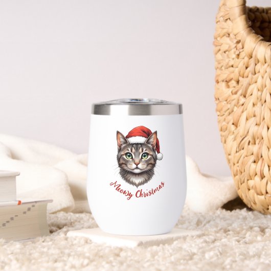 Personalized Cute Christmas Cat with Santa Hat (Woonkamer (Gedraaid)  )