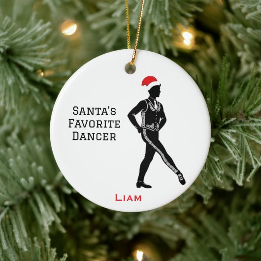 Personalized Cute Christmas Irish Boy Dancing Keramisch Ornament (Boom)