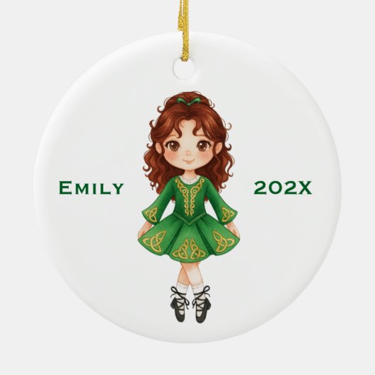 Personalized Cute Christmas Irish Girl Step Dance Keramisch Ornament (Achterkant)