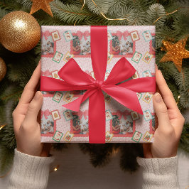 Personalized Cute Christmas Photo Collage  Cadeaupapier