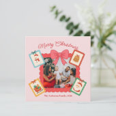 Personalized Cute Christmas Photo Collage Feestdagenkaart (Staand voorkant)