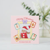 Personalized Cute Christmas Photo Collage  Feestdagenkaart (Staand voorkant)