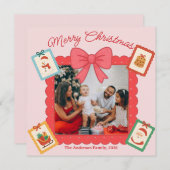 Personalized Cute Christmas Photo Collage Feestdagenkaart (Voorkant / Achterkant)