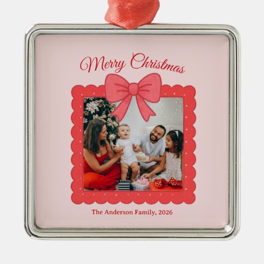 Personalized Cute Christmas Photo Collage  Metalen Ornament (Voorkant)