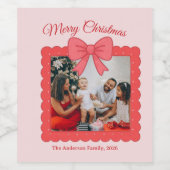 Personalized Cute Christmas Photo Collage  Wijn Etiket (Enkel label)