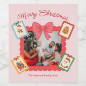 Personalized Cute Christmas Photo Collage  Wijn Etiket (Enkel label)
