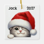 Personalized Cute Christmas Scottish Fold Cat  Keramisch Ornament (Voorkant)