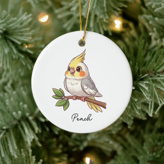 Personalized Cute Cockatiel Pet Bird Keramisch Ornament (Boom)