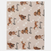 Personalized Cute Dachshund Name & Photo Dog Fleece Deken (Voorkant)