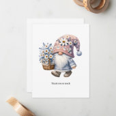 Personalized Cute Daisy Flower Gnome Thank you  Notitiekaartje (Voorkant / Achterkant in situ)