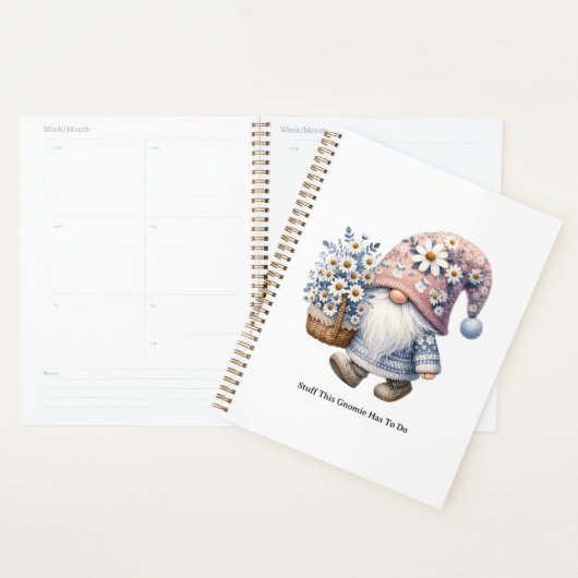 Personalized Cute Daisy Flower Gnome Women's Planner (Display)