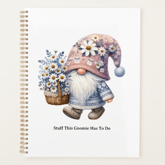 Personalized Cute Daisy Flower Gnome Women's Planner (Voorkant)