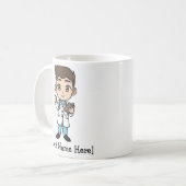 Personalized Cute Doctor, Brunette Male Koffiemok (Voorkant links)