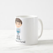 Personalized Cute Doctor, Brunette Male Koffiemok (Voorkant rechts)