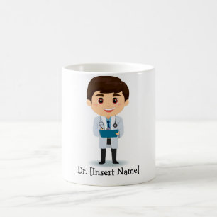 Personalized Cute Doctor, Brunette Male Koffiemok