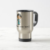Personalized Cute Doctor, Brunette Male Travel Mug Reisbeker (Voorkant rechts)